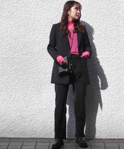 Lui's（ルイス）の「シアーインナーハイネックトップス（Tシャツ/カットソー・レディース・ブラック/サックスブルー/ピンク/グリーン・FREE）」の5枚目の写真