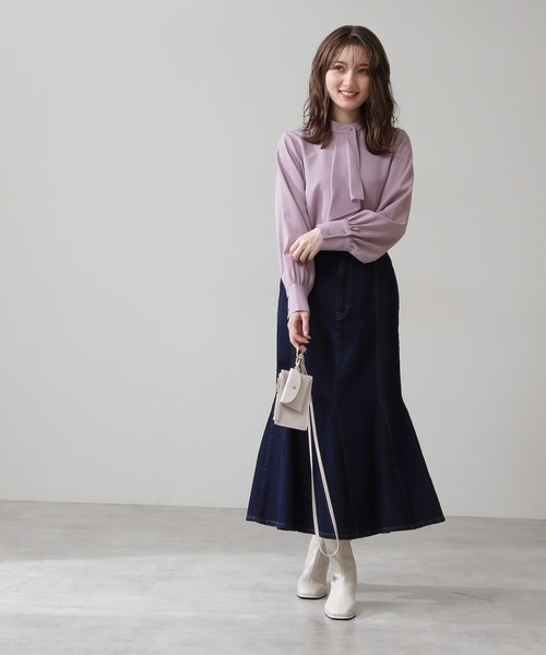 N.（N. Natural Beauty Basic）（エヌエヌナチュラルビューティーベーシック）の「◆ボウタイ風ブラウス（シャツ/ブラウス・レディース・チャコールグレー/ベージュ/イエロー/ラベンダー/オフホワイト/ブルー・MEDIUM）」の11枚目の写真