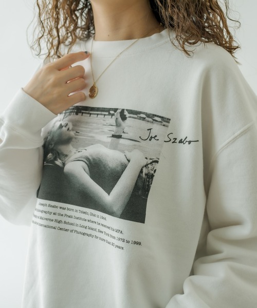 mystic（ミスティック）の「ジョースザボ別注スウェット Sleeping girl（スウェット・レディース・オフホワイト/ブラック・FREE）」の6枚目の写真