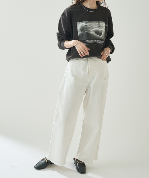 mystic（ミスティック）の「ジョースザボ別注スウェット Sleeping girl（スウェット・レディース・オフホワイト/ブラック・FREE）」の8枚目の写真