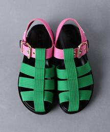 新品 MARNI マルニ  バイカラーデザイン フラットサンダル 黒x緑 37 MARNI（マルニ）の「＜MARNI（マルニ）＞ツートンカラー