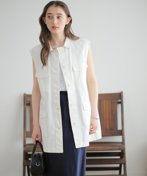 Simplicite(サンプリシテ)の「ミリタリーベスト◆(ベスト・レディース・ホワイト/カーキ・FREE)」の22枚目の写真