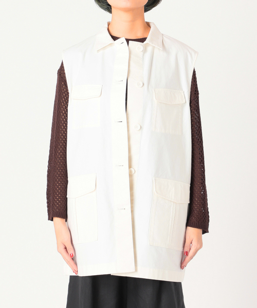 Simplicite(サンプリシテ)の「ミリタリーベスト◆(ベスト・レディース・ホワイト/カーキ・FREE)」の18枚目の写真