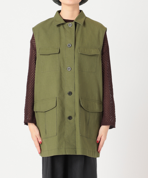 Simplicite(サンプリシテ)の「ミリタリーベスト◆(ベスト・レディース・ホワイト/カーキ・FREE)」の4枚目の写真