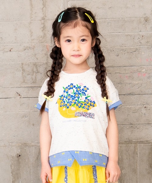 RAGMART（ラグマート）の「レイヤード風プリントＴシャツ（Tシャツ/カットソー・キッズ・ピンク/オフホワイト/グリーン・120cm/100cm/110cm/130cm）」の2枚目の写真