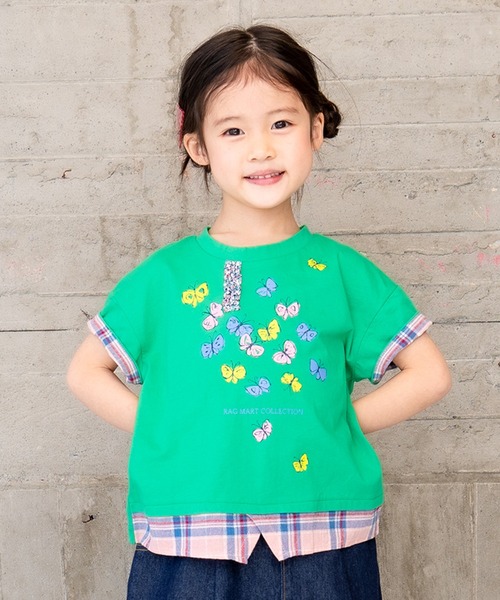 RAGMART（ラグマート）の「レイヤード風プリントＴシャツ（Tシャツ/カットソー・キッズ・ピンク/オフホワイト/グリーン・120cm/100cm/110cm/130cm）」の3枚目の写真