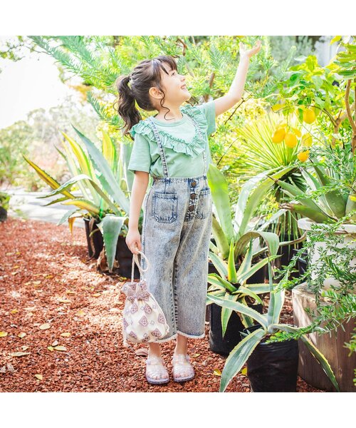 BREEZE（ブリーズ）の「刺繍巾着ポシェット（ショルダーバッグ・キッズ・ブラック/オフホワイト・FREE）」の3枚目の写真