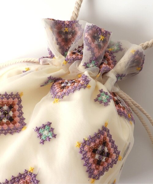 BREEZE（ブリーズ）の「刺繍巾着ポシェット（ショルダーバッグ・キッズ・ブラック/オフホワイト・FREE）」の10枚目の写真