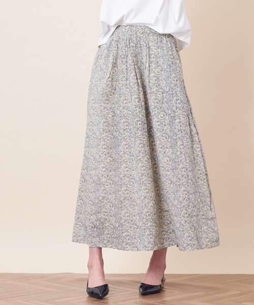 en recre(アンレクレ)の「洗えるボタニカル柄ロングスカート(スカート・レディース・ダークラベンダー/レモンイエロー・2)」の1枚目の写真