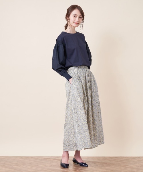 en recre(アンレクレ)の「洗えるボタニカル柄ロングスカート(スカート・レディース・ダークラベンダー/レモンイエロー・2)」の10枚目の写真