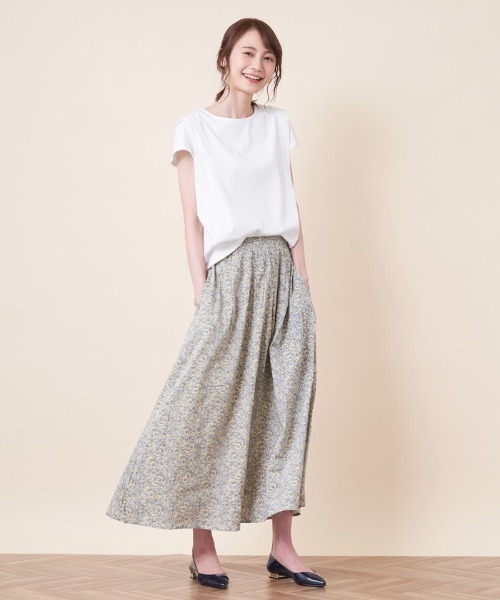 en recre(アンレクレ)の「洗えるボタニカル柄ロングスカート(スカート・レディース・ダークラベンダー/レモンイエロー・2)」の7枚目の写真