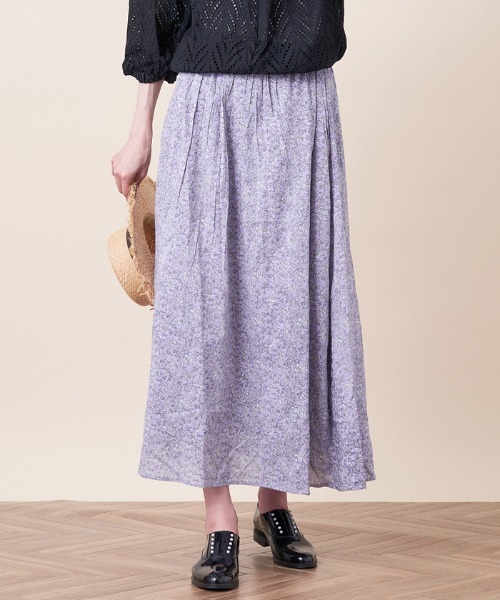 en recre(アンレクレ)の「洗えるボタニカル柄ロングスカート(スカート・レディース・ダークラベンダー/レモンイエロー・2)」の19枚目の写真