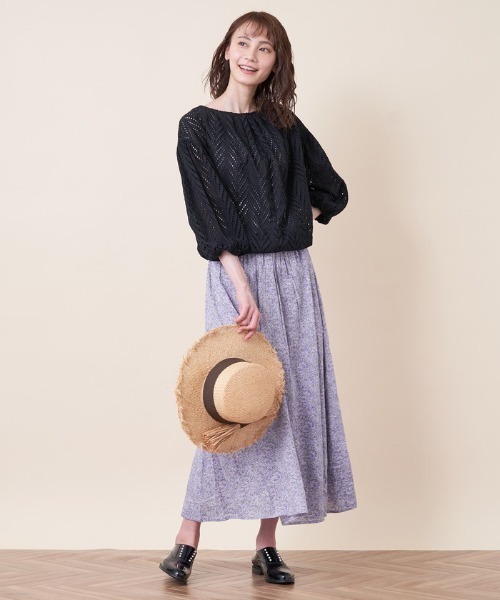 en recre(アンレクレ)の「洗えるボタニカル柄ロングスカート(スカート・レディース・ダークラベンダー/レモンイエロー・2)」の17枚目の写真