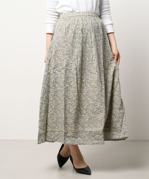 en recre(アンレクレ)の「洗えるボタニカル柄ロングスカート(スカート・レディース・ダークラベンダー/レモンイエロー・2)」の5枚目の写真