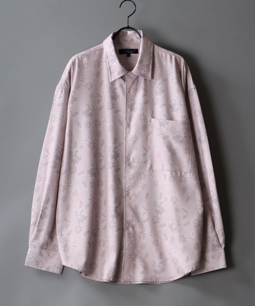 SITRY（シトリー）の「Oversize Drop shoulder Patterned shirt/オーバーサイズ ドロップショルダー 総柄 シャツ（シャツ/ブラウス・メンズ・ホワイト/ライトグレー/チャコールグレー/オフホワイト/ピンク/ブラウン/ダークブラウン/グリーン/サックスブルー/ラベンダー・M/L）」の9枚目の写真