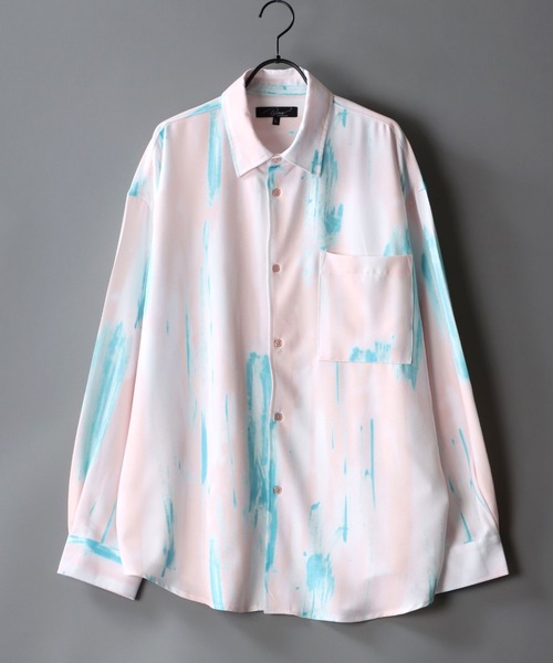 SITRY（シトリー）の「Oversize Drop shoulder Patterned shirt/オーバーサイズ ドロップショルダー 総柄 シャツ（シャツ/ブラウス・メンズ・ホワイト/ライトグレー/チャコールグレー/オフホワイト/ピンク/ブラウン/ダークブラウン/グリーン/サックスブルー/ラベンダー・M/L）」の10枚目の写真