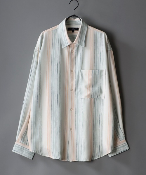 SITRY（シトリー）の「Oversize Drop shoulder Patterned shirt/オーバーサイズ ドロップショルダー 総柄 シャツ（シャツ/ブラウス・メンズ・ホワイト/ライトグレー/チャコールグレー/オフホワイト/ピンク/ブラウン/ダークブラウン/グリーン/サックスブルー/ラベンダー・M/L）」の5枚目の写真