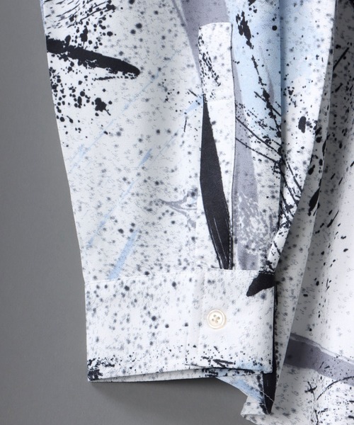 SITRY（シトリー）の「Oversize Drop shoulder Patterned shirt/オーバーサイズ ドロップショルダー 総柄 シャツ（シャツ/ブラウス・メンズ・ホワイト/ライトグレー/チャコールグレー/オフホワイト/ピンク/ブラウン/ダークブラウン/グリーン/サックスブルー/ラベンダー・M/L）」の18枚目の写真