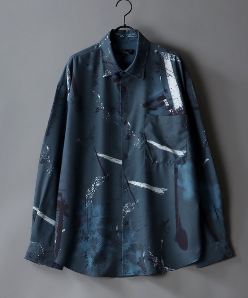 SITRY（シトリー）の「Oversize Drop shoulder Patterned shirt/オーバーサイズ ドロップショルダー 総柄 シャツ（シャツ/ブラウス・メンズ・ホワイト/ライトグレー/チャコールグレー/オフホワイト/ピンク/ブラウン/ダークブラウン/グリーン/サックスブルー/ラベンダー・M/L）」の21枚目の写真