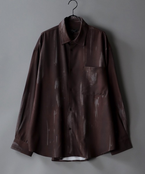 SITRY（シトリー）の「Oversize Drop shoulder Patterned shirt/オーバーサイズ ドロップショルダー 総柄 シャツ（シャツ/ブラウス・メンズ・ホワイト/ライトグレー/チャコールグレー/オフホワイト/ピンク/ブラウン/ダークブラウン/グリーン/サックスブルー/ラベンダー・M/L）」の12枚目の写真