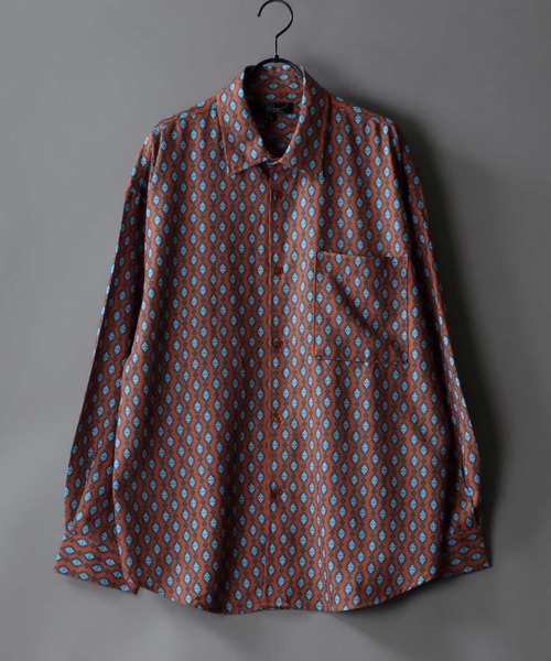 SITRY（シトリー）の「Oversize Drop shoulder Patterned shirt/オーバーサイズ ドロップショルダー 総柄 シャツ（シャツ/ブラウス・メンズ・ホワイト/ライトグレー/チャコールグレー/オフホワイト/ピンク/ブラウン/ダークブラウン/グリーン/サックスブルー/ラベンダー・M/L）」の16枚目の写真