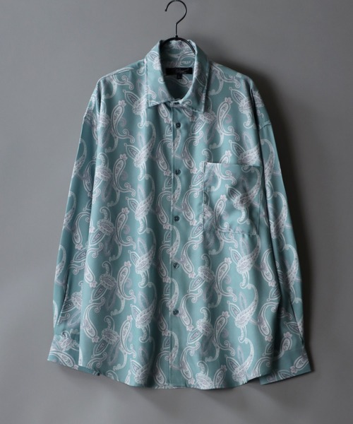 SITRY（シトリー）の「Oversize Drop shoulder Patterned shirt/オーバーサイズ ドロップショルダー 総柄 シャツ（シャツ/ブラウス・メンズ・ホワイト/ライトグレー/チャコールグレー/オフホワイト/ピンク/ブラウン/ダークブラウン/グリーン/サックスブルー/ラベンダー・M/L）」の19枚目の写真