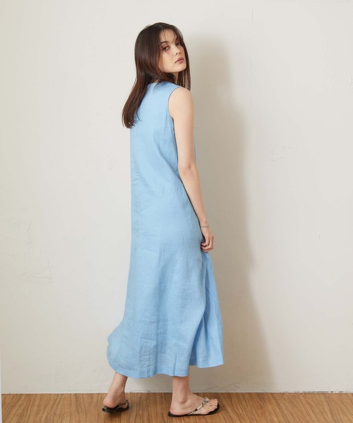 OUVRAGE CLASSE（ウヴラージュクラス）の「リネンノースリワンピース（ワンピース・レディース・ライトブルー/ブラック/ベージュ・FREE）」の4枚目の写真