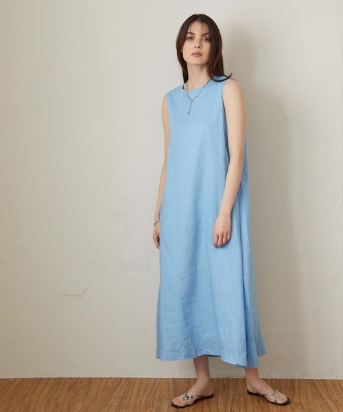 OUVRAGE CLASSE（ウヴラージュクラス）の「リネンノースリワンピース（ワンピース・レディース・ライトブルー/ブラック/ベージュ・FREE）」の5枚目の写真