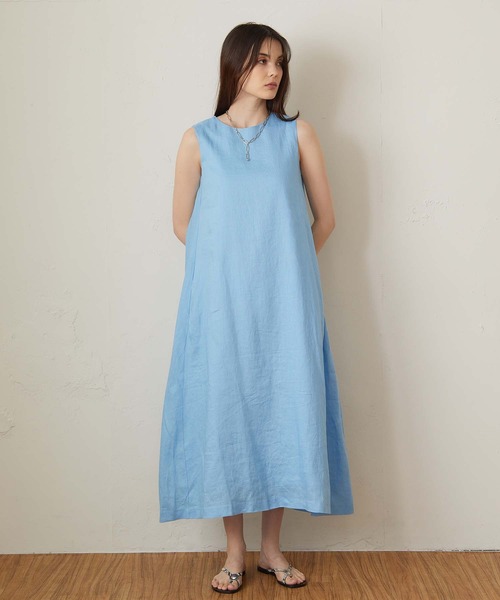 OUVRAGE CLASSE（ウヴラージュクラス）の「リネンノースリワンピース（ワンピース・レディース・ライトブルー/ブラック/ベージュ・FREE）」の7枚目の写真