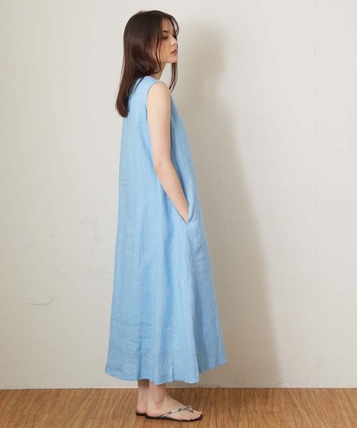 OUVRAGE CLASSE（ウヴラージュクラス）の「リネンノースリワンピース（ワンピース・レディース・ライトブルー/ブラック/ベージュ・FREE）」の8枚目の写真