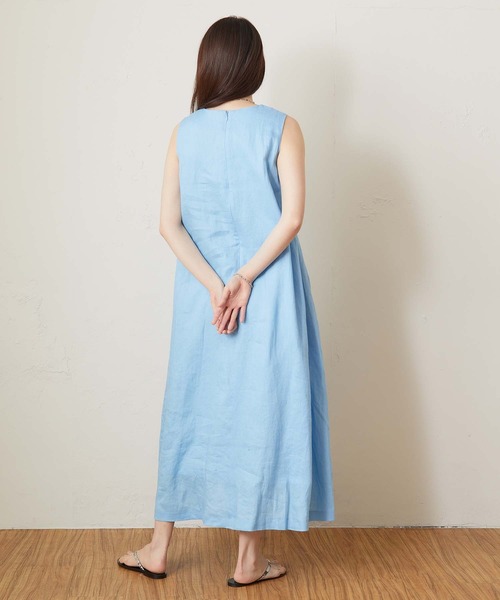 OUVRAGE CLASSE（ウヴラージュクラス）の「リネンノースリワンピース（ワンピース・レディース・ライトブルー/ブラック/ベージュ・FREE）」の9枚目の写真
