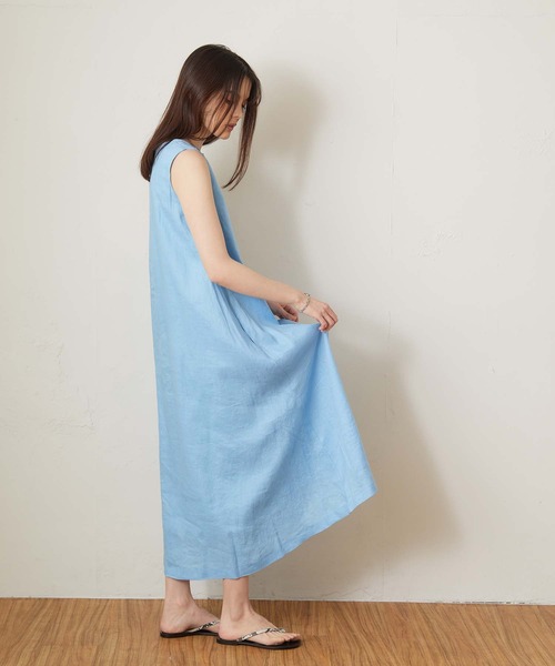 OUVRAGE CLASSE（ウヴラージュクラス）の「リネンノースリワンピース（ワンピース・レディース・ライトブルー/ブラック/ベージュ・FREE）」の12枚目の写真