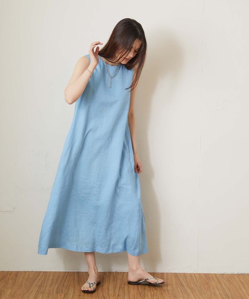 OUVRAGE CLASSE（ウヴラージュクラス）の「リネンノースリワンピース（ワンピース・レディース・ライトブルー/ブラック/ベージュ・FREE）」の13枚目の写真