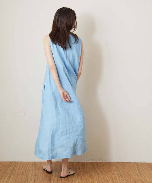 OUVRAGE CLASSE（ウヴラージュクラス）の「リネンノースリワンピース（ワンピース・レディース・ライトブルー/ブラック/ベージュ・FREE）」の14枚目の写真