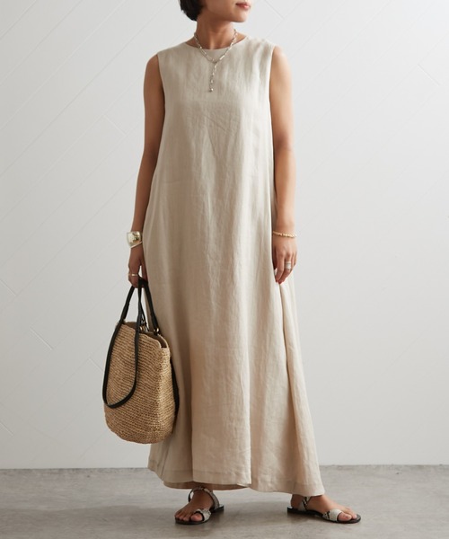 OUVRAGE CLASSE（ウヴラージュクラス）の「リネンノースリワンピース（ワンピース・レディース・ライトブルー/ブラック/ベージュ・FREE）」の20枚目の写真