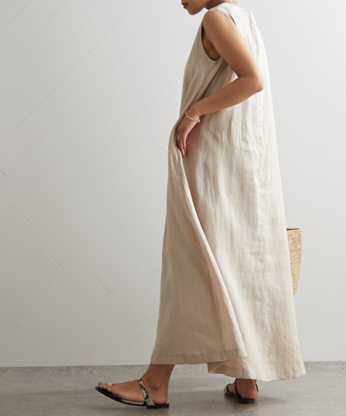 OUVRAGE CLASSE（ウヴラージュクラス）の「リネンノースリワンピース（ワンピース・レディース・ライトブルー/ブラック/ベージュ・FREE）」の21枚目の写真