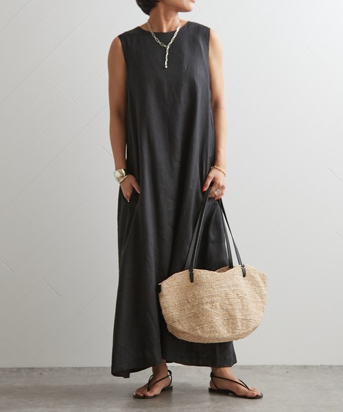 OUVRAGE CLASSE（ウヴラージュクラス）の「リネンノースリワンピース（ワンピース・レディース・ライトブルー/ブラック/ベージュ・FREE）」の22枚目の写真