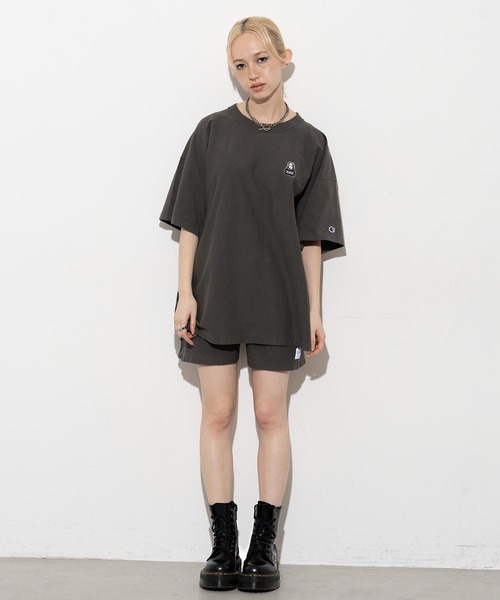 X-girl（エックスガール）の「Champion REVERSE WEAVE S/S TEE（Tシャツ/カットソー・レディース・ホワイト/ブラック/ライトグリーン・S/M/L/XL）」の5枚目の写真