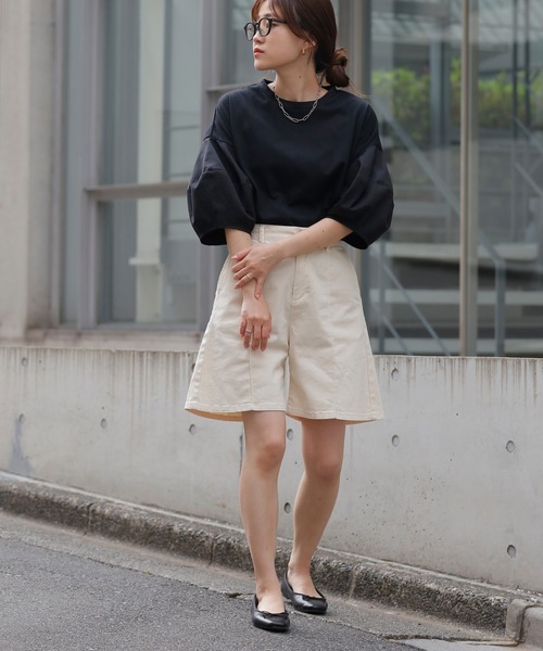 CIAOPANIC TYPY（チャオパニックティピー）の「【WEB限定】ボリュームスリーブコンビTee（Tシャツ/カットソー・レディース・ホワイト/ブラック/ピンク/イエロー/ブルー・ONE SIZE）」の8枚目の写真