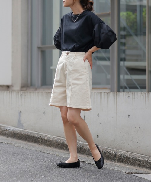 CIAOPANIC TYPY（チャオパニックティピー）の「【WEB限定】ボリュームスリーブコンビTee（Tシャツ/カットソー・レディース・ホワイト/ブラック/ピンク/イエロー/ブルー・ONE SIZE）」の9枚目の写真