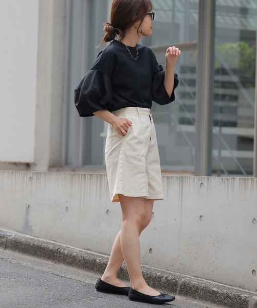 CIAOPANIC TYPY（チャオパニックティピー）の「【WEB限定】ボリュームスリーブコンビTee（Tシャツ/カットソー・レディース・ホワイト/ブラック/ピンク/イエロー/ブルー・ONE SIZE）」の11枚目の写真