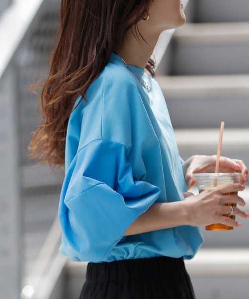 tシャツ フライスコンビボリュームスリーブプルオーバー レディース SHIPS（シップス）の「〈手洗い可能〉アイレットボリューム