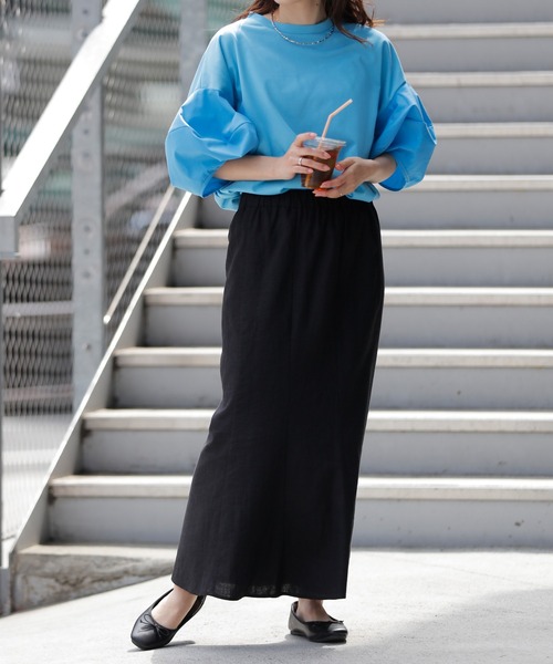 CIAOPANIC TYPY（チャオパニックティピー）の「【WEB限定】ボリュームスリーブコンビTee（Tシャツ/カットソー・レディース・ホワイト/ブラック/ピンク/イエロー/ブルー・ONE SIZE）」の17枚目の写真