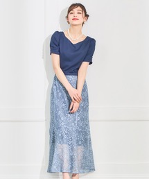 ワンピース スカート 2点セット 2way セットアップ 春夏 着回し レース 花柄スカート パーティードレス
