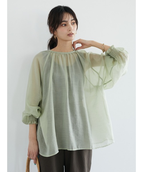 CRAFT STANDARD BOUTIQUE(クラフトスタンダードブティック)の「ラグランシアーブラウス *◆(シャツ/ブラウス・レディース・ブラウン/ミント・FREE)」の4枚目の写真