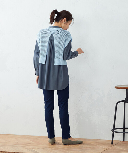 MONO COMME CA(モノコムサ)の「透かし メッシュニットベスト(ベスト・レディース・ミント/サックスブルー/グレー/ベージュ・FREE)」の20枚目の写真