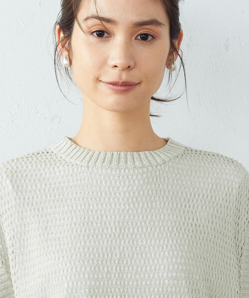 MONO COMME CA(モノコムサ)の「透かし メッシュニットベスト(ベスト・レディース・ミント/サックスブルー/グレー/ベージュ・FREE)」の15枚目の写真