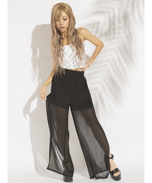 EGOIST（エゴイスト）の「レイヤードシアーワイドパンツ（その他パンツ・レディース・イエロー/ブラック/ホワイト・FREE）」の8枚目の写真