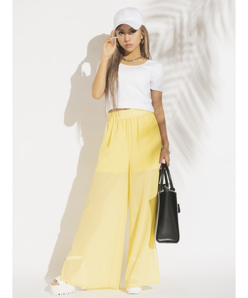 EGOIST（エゴイスト）の「レイヤードシアーワイドパンツ（その他パンツ・レディース・イエロー/ブラック/ホワイト・FREE）」の11枚目の写真