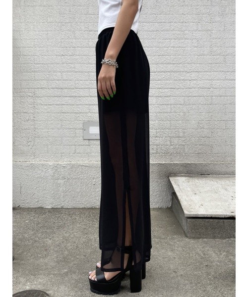 EGOIST（エゴイスト）の「レイヤードシアーワイドパンツ（その他パンツ・レディース・イエロー/ブラック/ホワイト・FREE）」の6枚目の写真